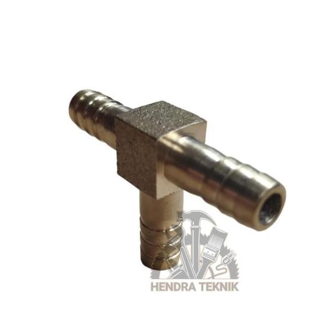SAMBUNGAN SELANG T 7mm CABANG 3 1/4 TEE SELANG T CABANG ANGIN KUNINGAN