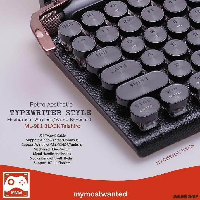 TERMURAH - Retro Vintage Mechanical Typewriter Keyboard - BLACK LEATHER