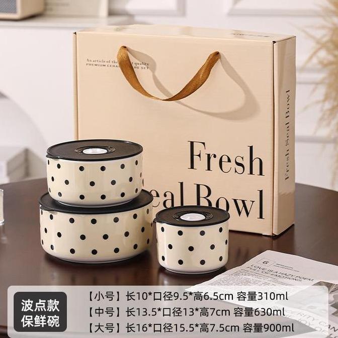 Three Piece Set Sealed Bowl Instant Noodle Bowl Set Gift Microwave / 3 Pcs Set Mangkok Tutup Seal Gi