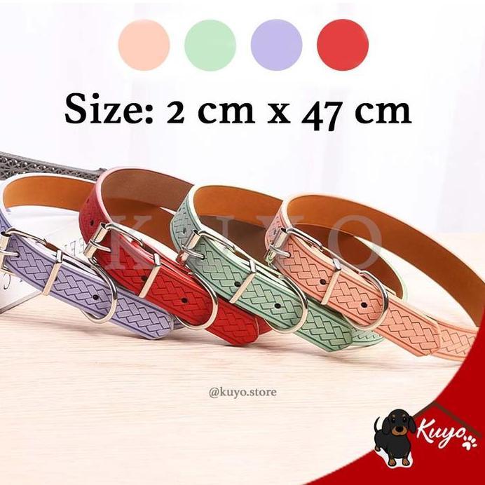 Tali Kalung Anjing Kucing Tebal Besar Model Anyam Kulit - Pet Collar Terlaris