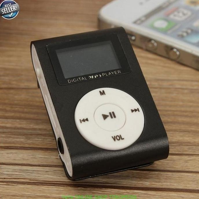cecevanesha_id - zuczug pod mp3 player tf card dengan klip & layar lcd hitam support 64gb baterai in
