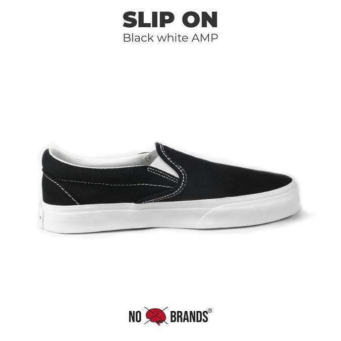 SEPATU NOBRANDS FOOTWEAR SLIP ON SELOP MASIH POLOS SLOP BLACK WHITE HITAM PUTIH LOCAL PRIDE SNEAKERS