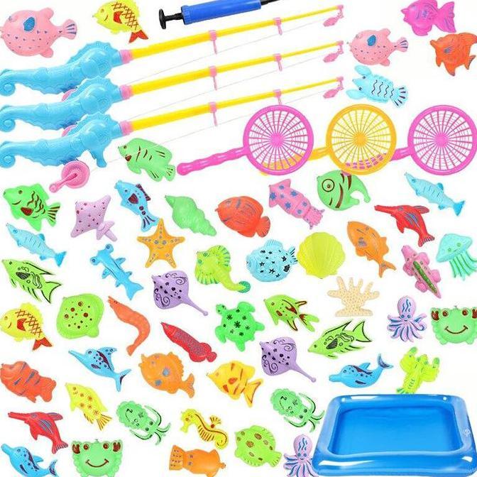Mainan Pancing Ikan Anak-anak 50pcs MAINAN PANCING IKAN MAGNET DAN KOLAM PANCINGAN MAGNET ANAK MAINA