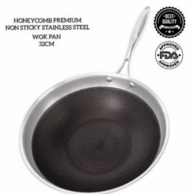 NEW VIERA TMS99~034 HONEYCOMB WOK 34 CM Wajan Stainless 304