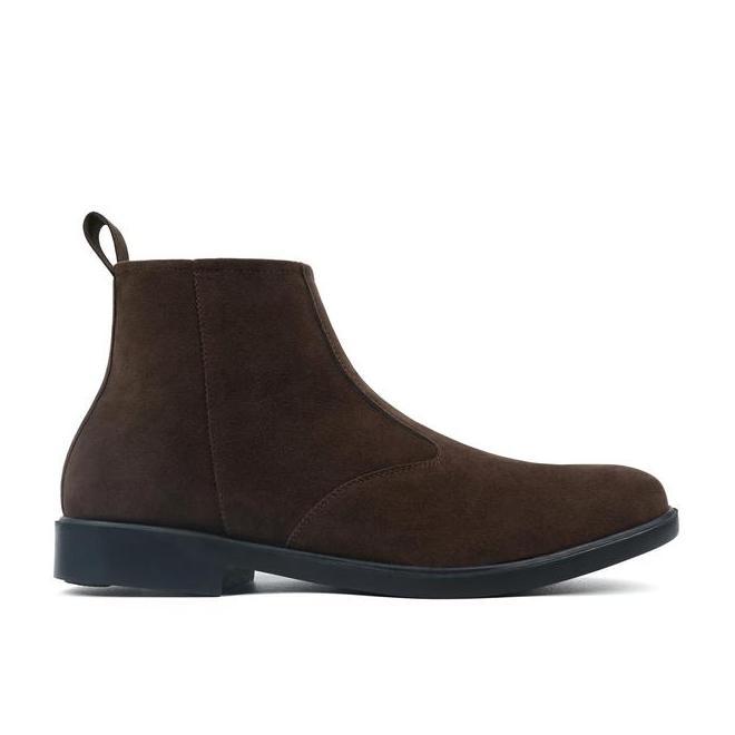 Blarose Chelsea Zipper Men Boots Ykk Dark Brown Coffee Suede Formal And Casual Sepatu Boots Resletin