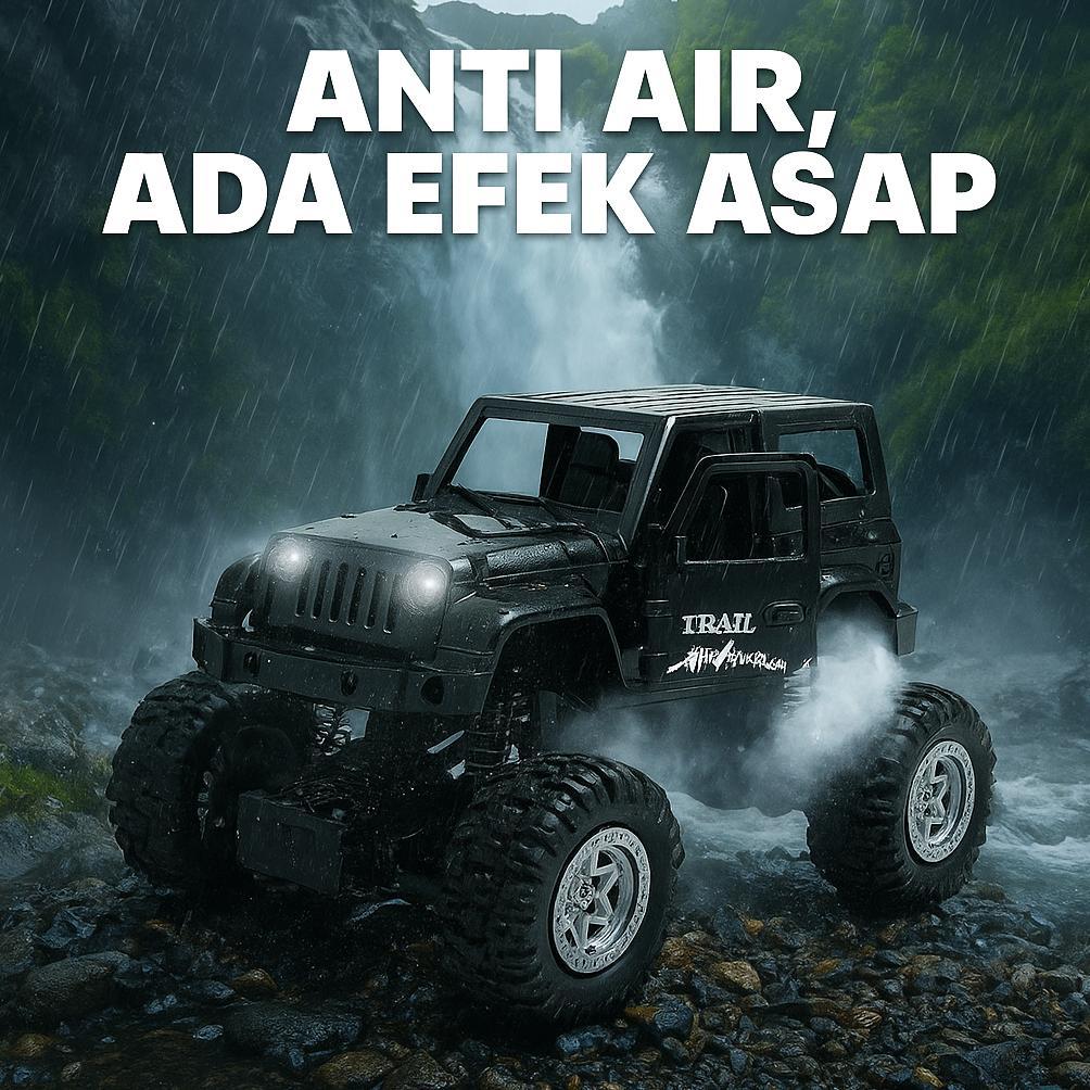 New Mobil Jeep Remote Control Rc Offroad 1:20 Anti Air Dengan Efek Asap, Lampu Led & Ban Karet Maina
