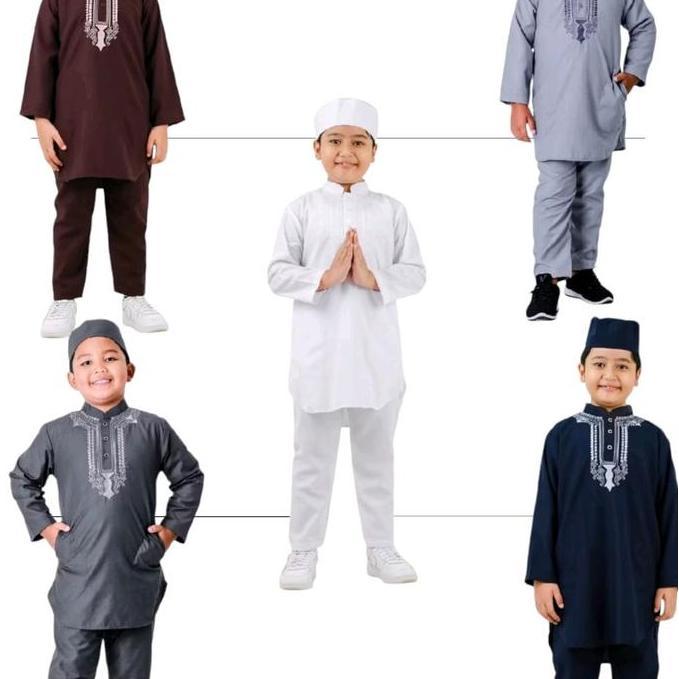 4-16 tahun stelan koko anak laki laki terbaru terlaris termurah bahan poli katun sepasang baju celan