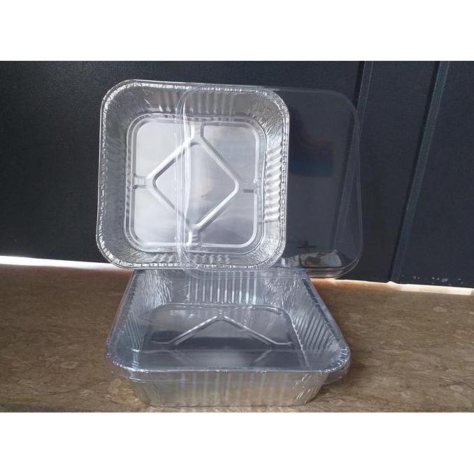 SET ALUMUNIUM FOIL CUP TRAY KOTAK 20 X 20 + TUTUP ( OX 1400 ) PL