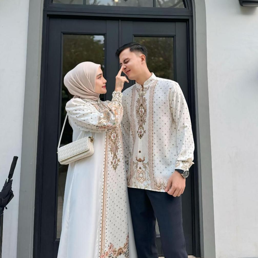 Grade Ori Couple Pasangan Lebaran Sarimbit Kayrina Baju Muslim Kondangan Motif Printing