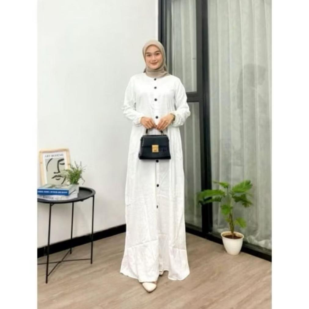 Awet Gamis Wanita Polos  Full Kancing Twill Ori Premium Best Seller Twill Ori | Gamis Twill Ori | Ga