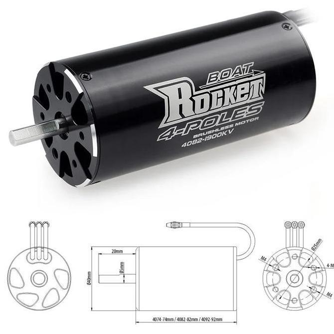 SURPASS ROCKET 4082 1600KV BLACK BRUSHLESS MOTOR (BOAT <= 120CM) #SP-040820-01-1600