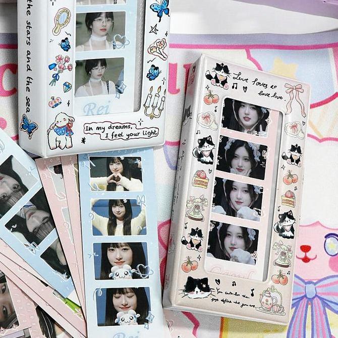 INS Style Empat Grid 4 Potongan Album Foto Kartu Koleksi Buku Idola Kartu Foto Binder 4 Grid Penyimp