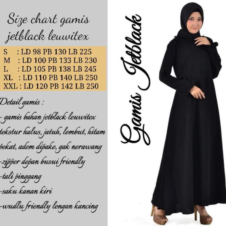 Promo Exclusive Jetblack / Gamis Jetblack Polos / Gamis Syari Warna Hitam Pekat / Gamis Jetblack Leu