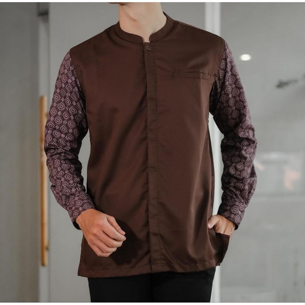 Gratong Kurta Pria Warna Coklat Mahogani / Baju Koko Pria Warna Mahogani / Koko / Mahogani / Fashion