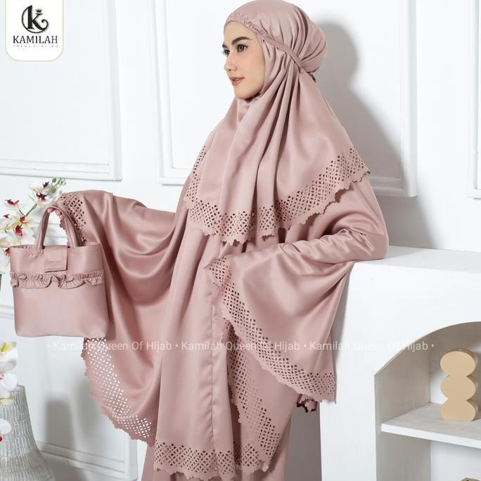 [Beli Lokal] Mukena Dewasa Sutra Velvet Lembut Lasercut Susun Nayara Mewah Silky Cantik
