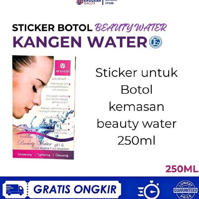 Ready stock Stiker Beauty Water  Kangen Water untuk Botol Ukuran 100ml & 250ml-  Label Note