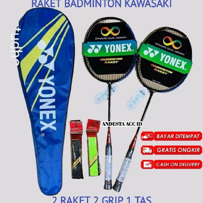 Barzandra - RAKET BADMINTON KAWASAKI PAKET LENGKAP OLAHRAGA BADMINTON
