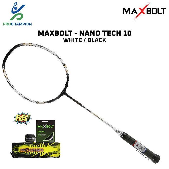 Raket Badminton Maxbolt NANO TECH 10 NT10 NT 10 White Black