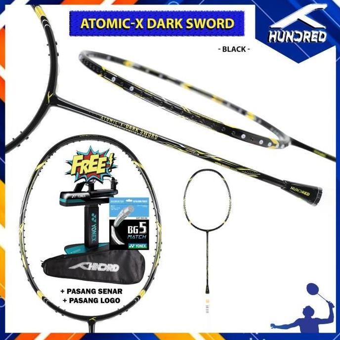 RAKET BADMINTON HUNDRED ATOMIC - X / ATOMIC-X DARK SWORD - BLACK