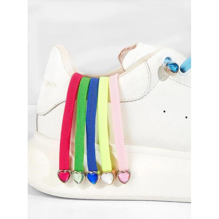Tali Sepatu Elastis Lock Heart Diamond