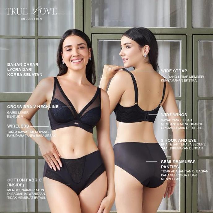 MILARI | TRUE LOVE COLLECTION - CROSS BRA, 3SET BRA TANPA KAWAT NYANGGAH PD /LYCRA & PANTIES, FREE P