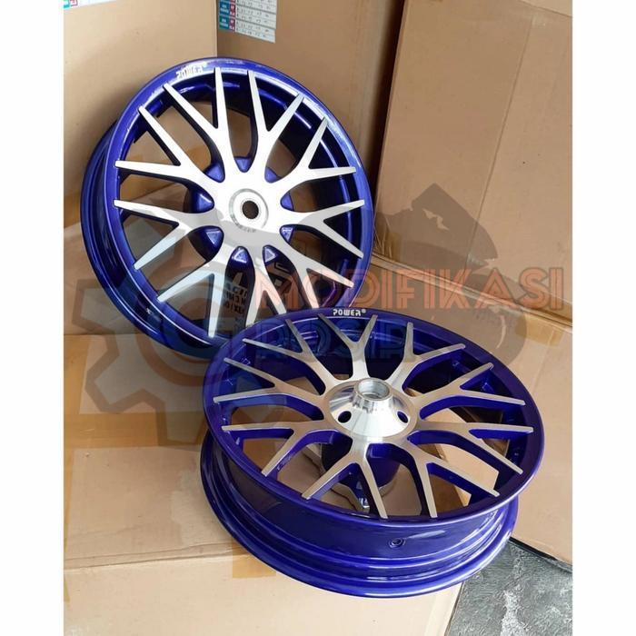 Velg Racing Tapak Lebar Power Aerox 155 Blue/Chrome