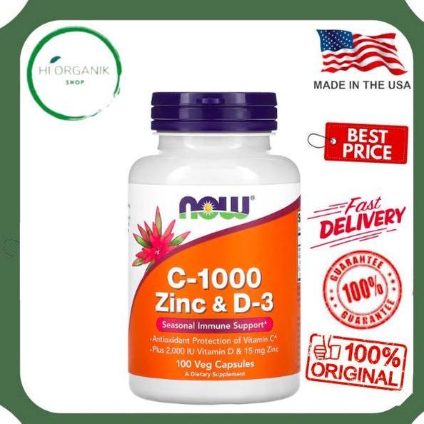 NOW Foods vitamin C 1000 C1000 Zinc & D3 100 Veg Capsules