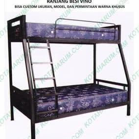 ranjang bed besi susun tingkat 2 orang vino hitam murah bandung no 3 4