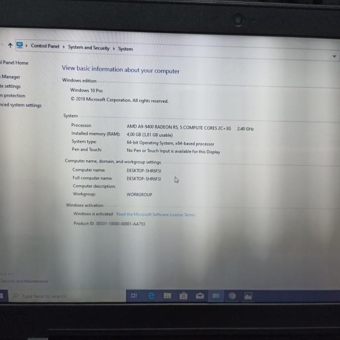 LAPTOP SECOND LENOVO IDEAPAD AMD A9--9400 RADEON 5 RAM 4GB HDD 1 TB