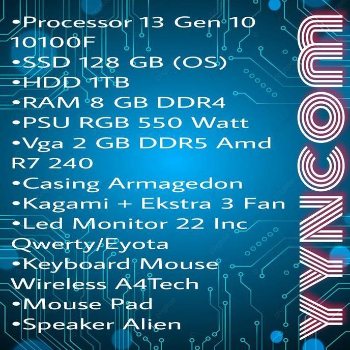 CPU RAKITAN I3 GEN 10 VGA 2 GB RAM 8GB