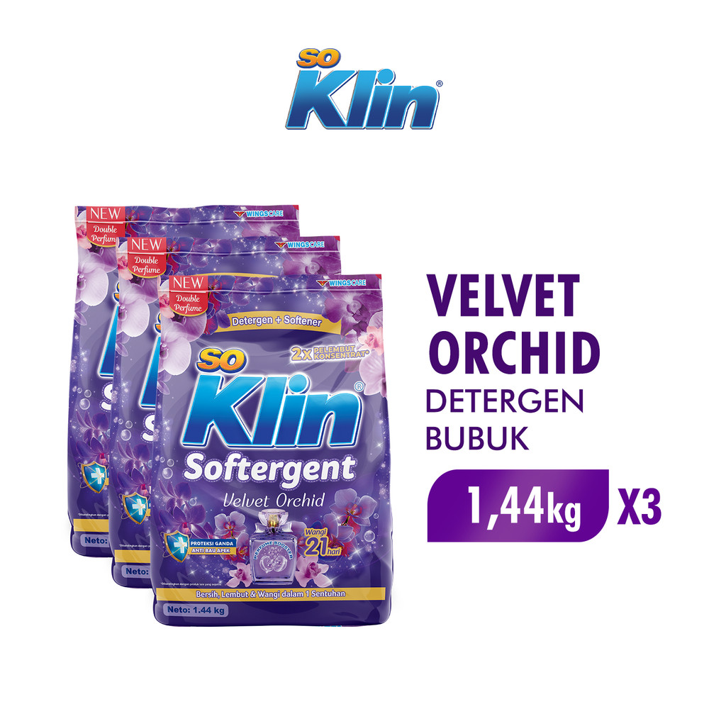 Soklin Deterjen Bubuk Softergent Velvet Orchid 1,44 kg x3