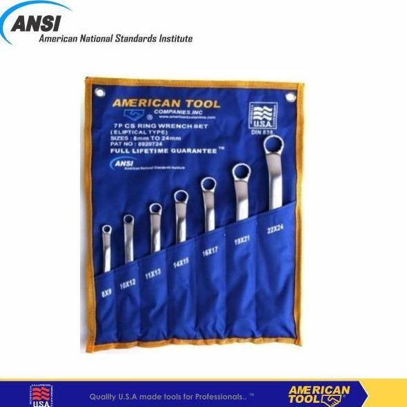 Kunci Ring Elliptical 75Degree 7Pcs Set American Tool 8957959