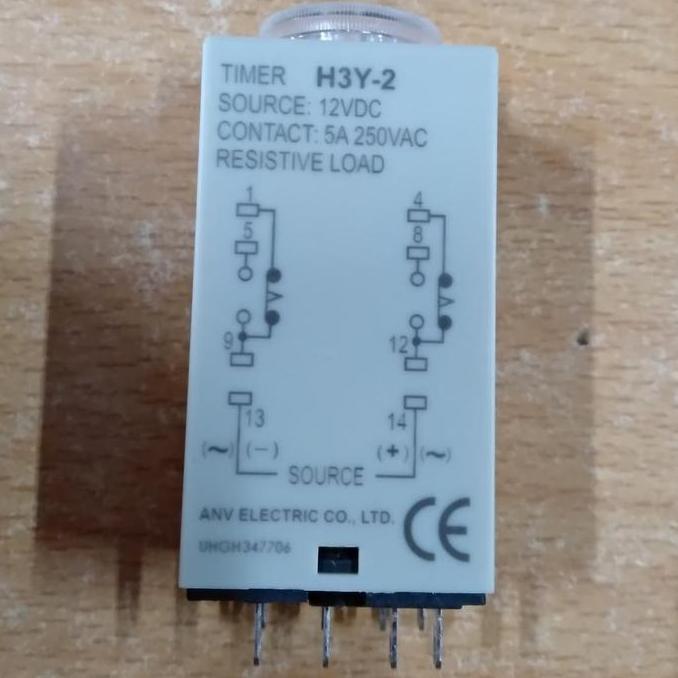 Timer Relay H3Y-2 H3Y2 H3Y 2 60S 60 Detik 3M 12V Dc Anv Atau Cikachi Original Premium