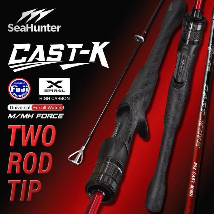 dtresmok55 - seahunter cast king joran pancing karbon tinggi 18cm/198cm m/mh two rod tips fuji o rin