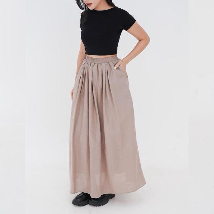 Kirimlangsung- Caynilv - Cania Skirt Rample Basic Linen