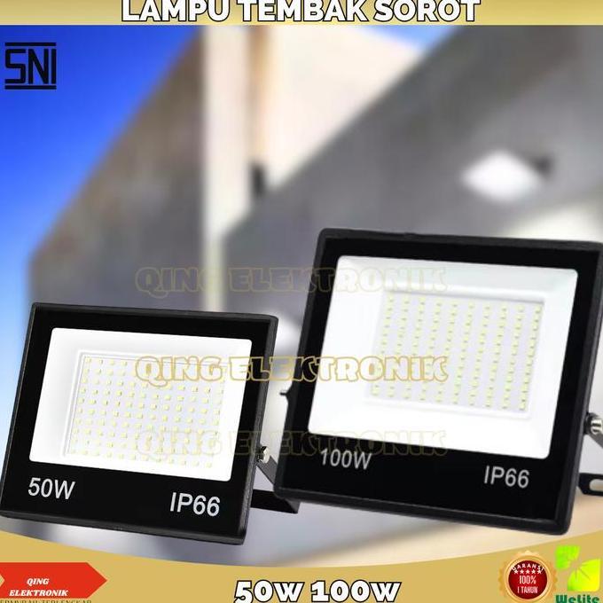 Lightflas- Led Flood Light Sorot Lampu Sorot Tembak Outdoor 50W 100W Floodlight Hitam Casing