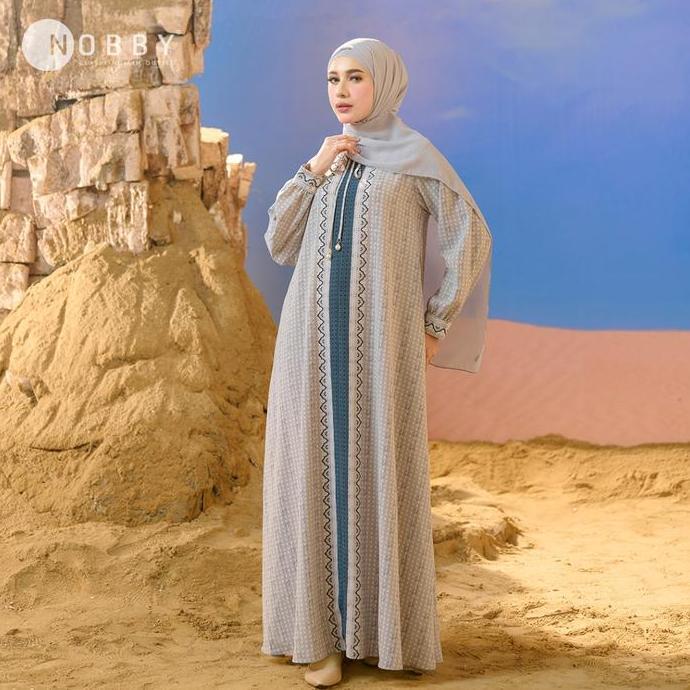 Spesial Nobby Draswari Dress Gamis Formal Muslim Wanita Bahan Woolpeach Ultimate Busui Friendly