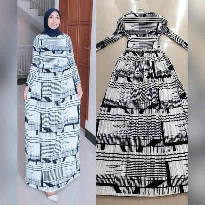 Miliki Ready Stok Gamis Plisket Bludru Import