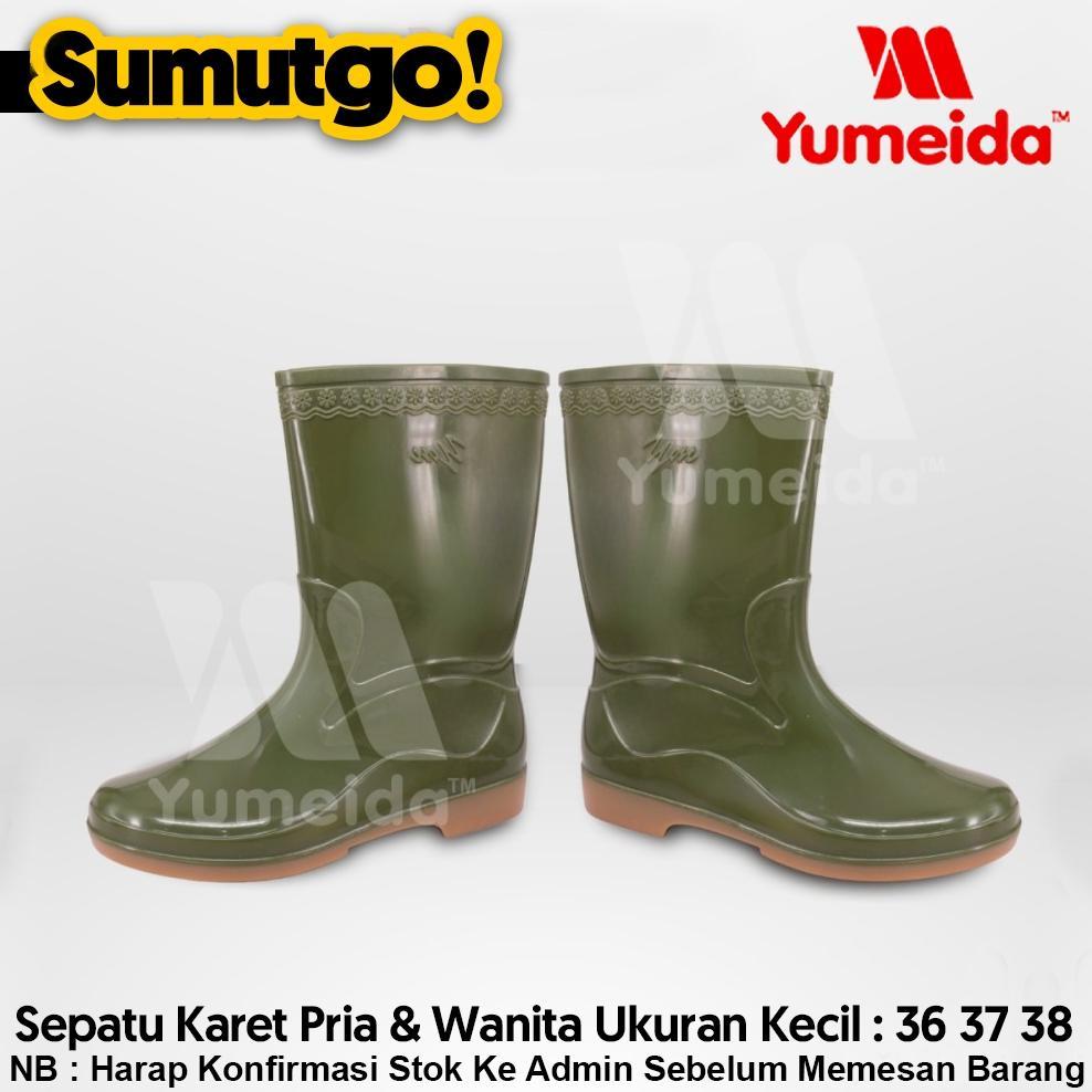 NEW PRODUCT [ UKURAN KECIL 36 37 38 ] SEPATU BOOT KARET SETENGAH BETIS YUMEIDA YM2 WARNA HIJAU / PVC
