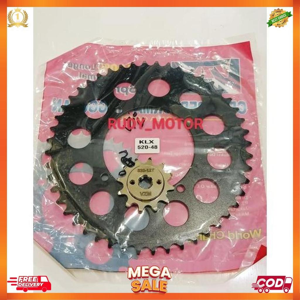 GIR GEAR DEPAN BELAKANG KLX150 KLX 150 BF DT S L 520 48 11 12 13 520 48 VZM GIR DEPAN BISA PILIH UKU
