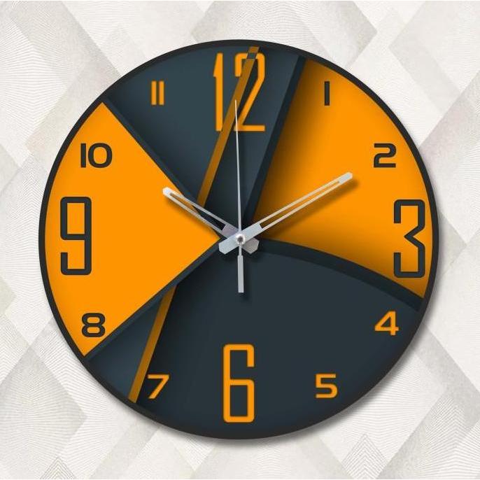 Jam Dinding Kayu Dekoratif Minimalis Black Orange