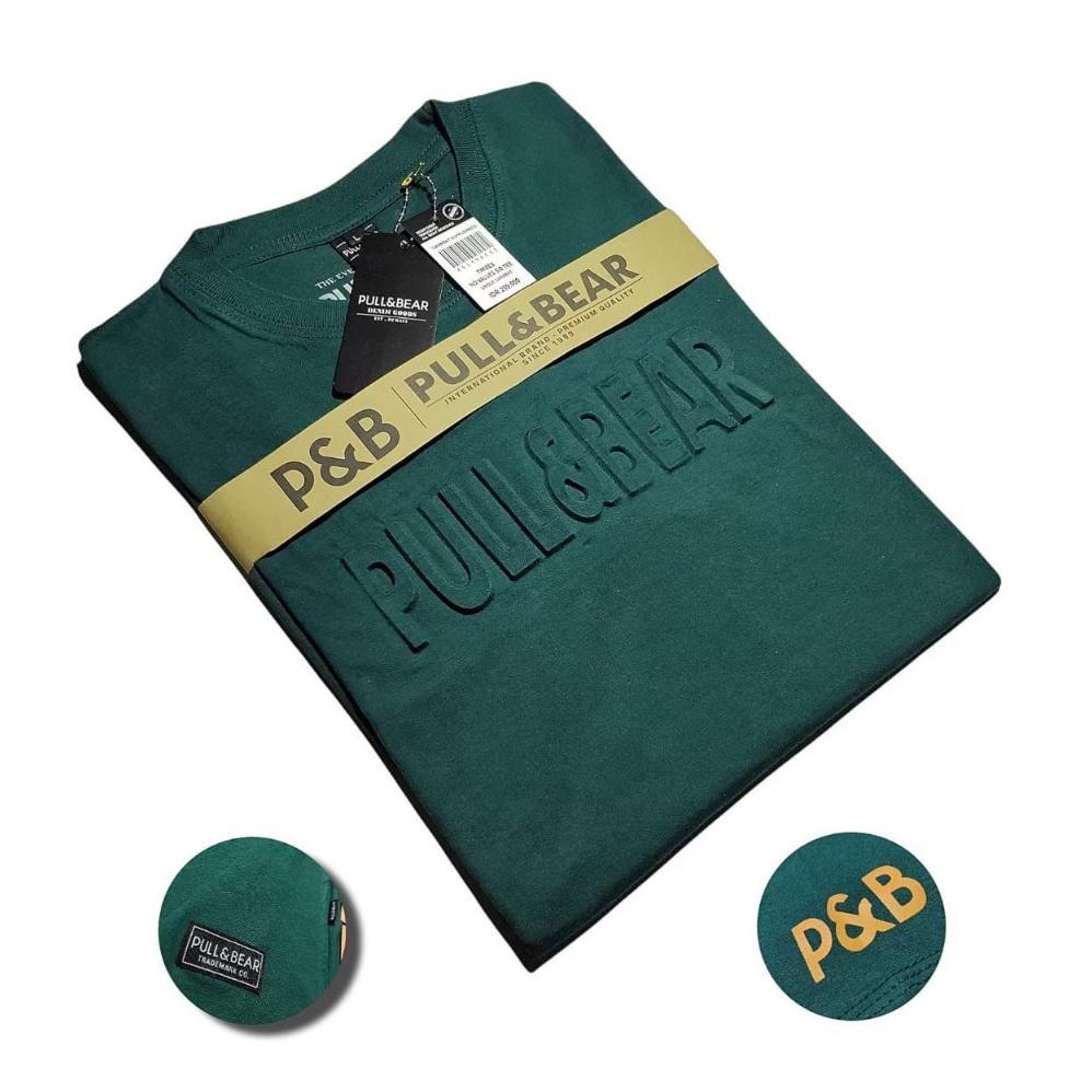 BESTPROMO { CUCI GUDANG } T-Shirt Kaos Pull and Bear Embos Sablon Timbul Distro Premium Ukuran Jumbo