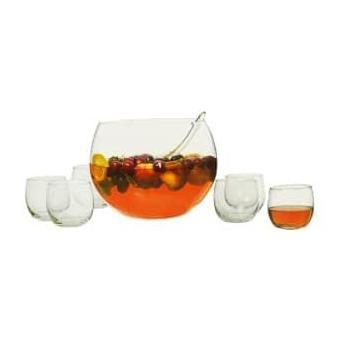 Set mangkuk saji dengan gelas punch bowl mangkok es cocktail sop buah