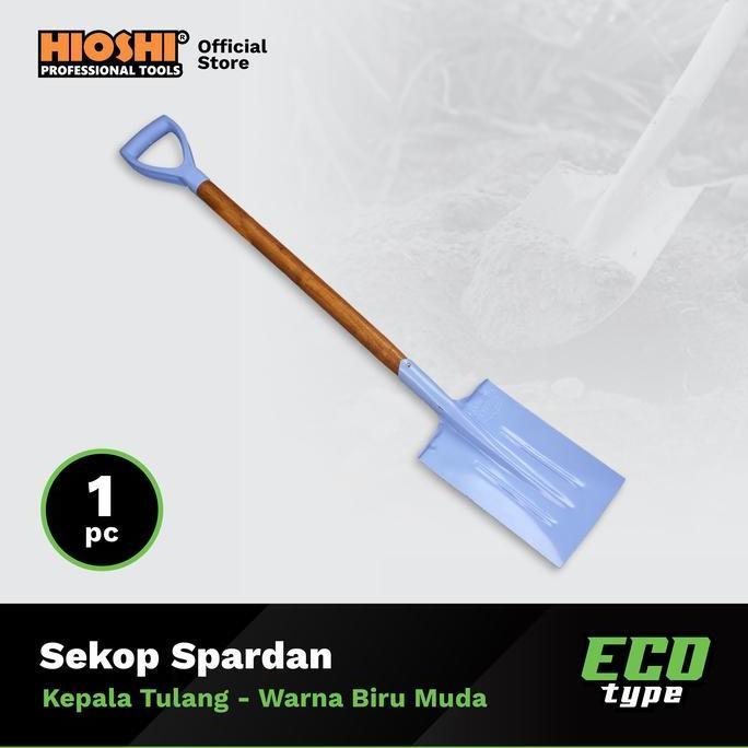HIOSHI /HST002C/Sekop/SPARDAN/Pasir/Tanah/Baja/Gagang Kayu/Biru Muda - Eco