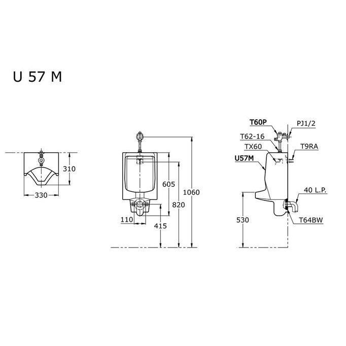 Terjangkau Urinal Toto / Urinoir Toto U57M / U57 M / U 57M
