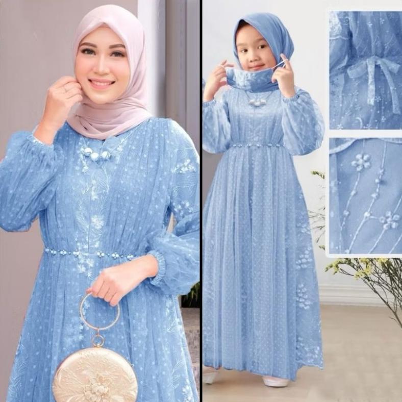 (NEW) JUNA DRESS - BAJU MAXY MAXI DRESS GAMIS BUSUI BRUKAT BROKAT MUTIARA LAPIS FURING PURING IBU AN