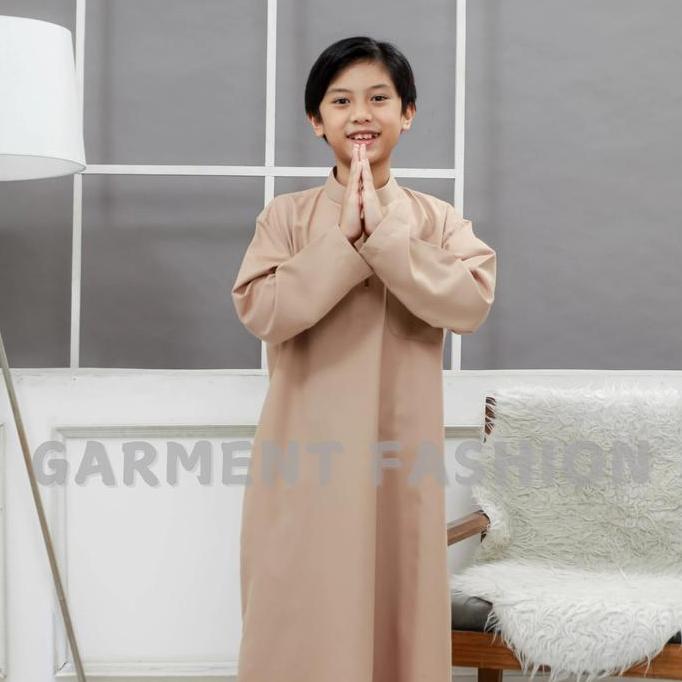 Jubah Anak Laki-Laki Polosan Alifa Gamis Cowok Resleting Terbaru Katun Premium, Usia 7-14 Tahun - Ko