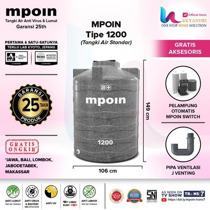 Miliki Toren Air 1200 L Mpoin 1200 Wave Tangki Air Tandon Tanki Mpoin Plus
