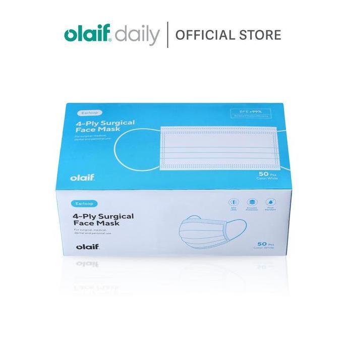 zakisellerdups - olaif 4 ply surgical face mask - 50 pcs - medical mask / masker medis / ear loop