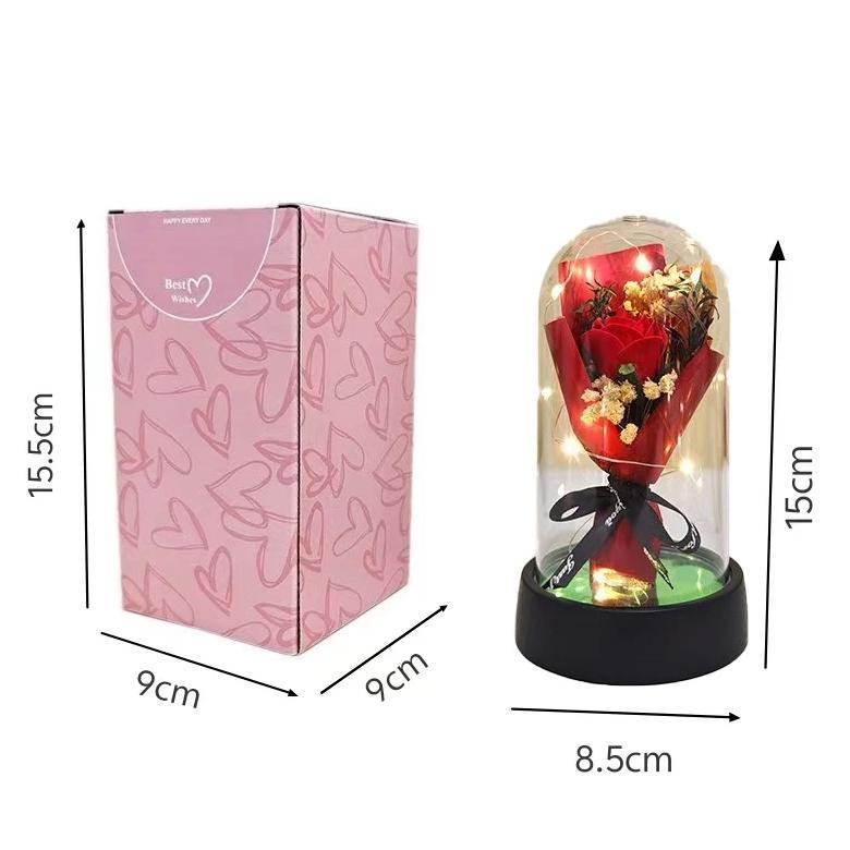 Bunga Mawar Led Lampu Hias Dekorasi Rose Valentine Hadiah Transparan Dome Flower Lampu Original